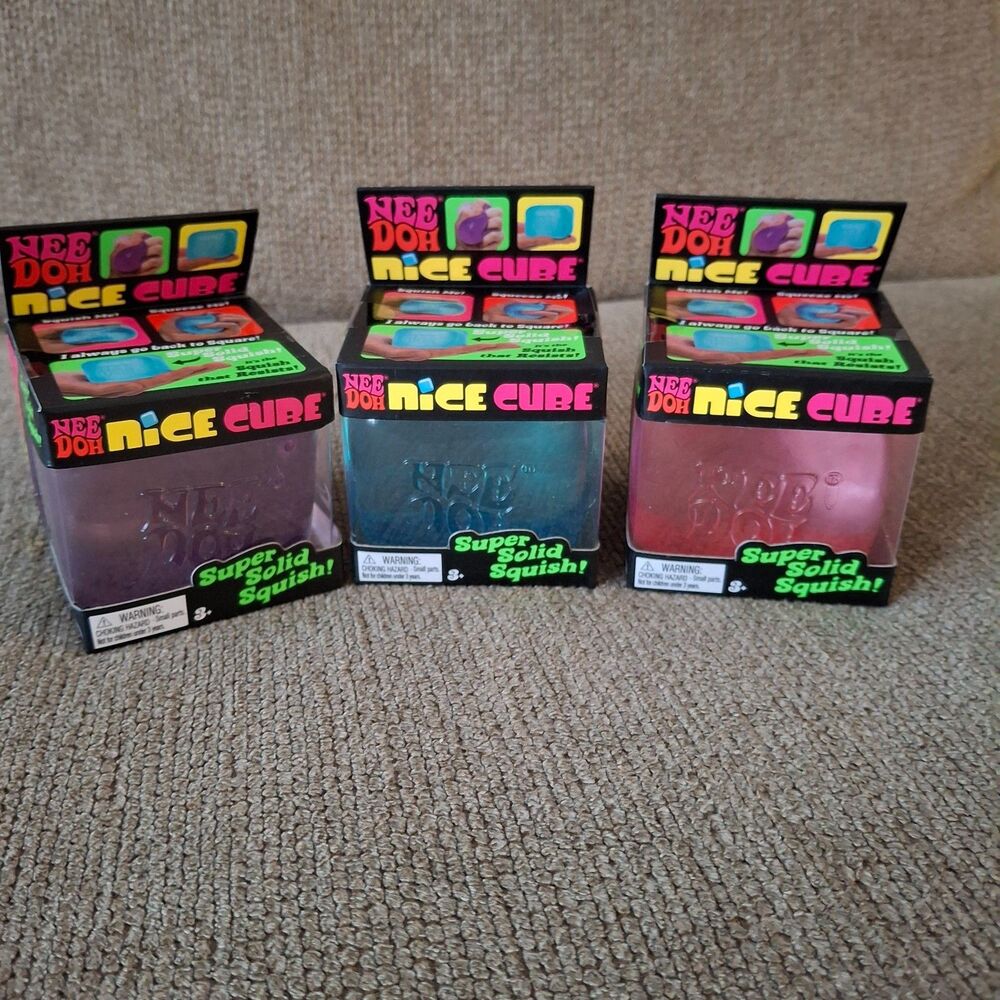 Authentic Schylling Needoh Nice Cube Lot of 3 Colors Pink Blue Purple